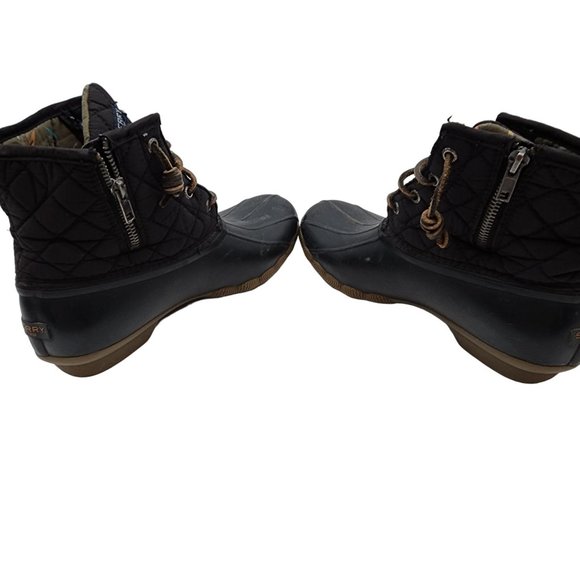 Sperry Saltwater Quilted Duck Booties Womens size 8 Black - Picture 5 of 7